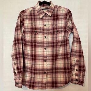 Barbiecore Coastal Cowgirl Pink Brushed Cotton Flannel Plaid Button Up Shirt SM